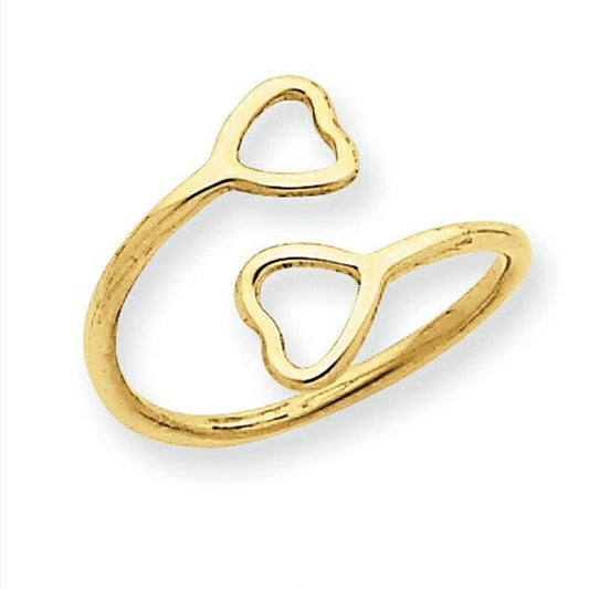 14k Yellow Gold Double Heart Toe Ring