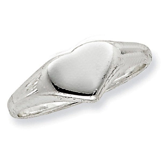 Sterling Silver Women's Heart Signet Ring