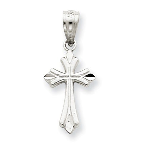 14k White Gold Hand Engraved Children's Cross Pendant