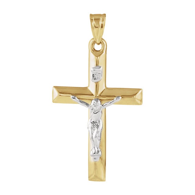 Unisex Solid 14k Yellow Gold Crucifix Necklace