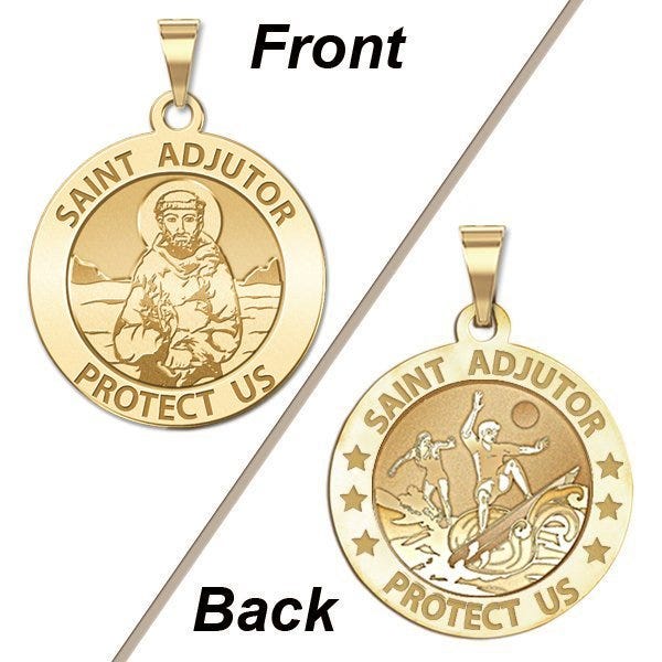 Saint Adjutor Doubles Sided Surfing Round Religious Medal - "EXCLUSIVE"