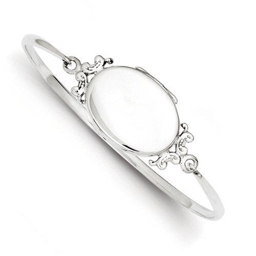 Sterling Silver Oval Locket Bangle Bracelet
