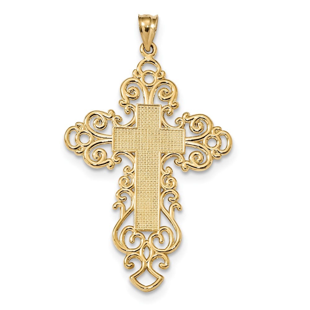 14k Polished Fancy Cross Pendant