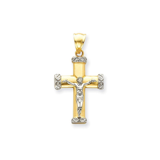 14k Two-tone Crucifix Pendant