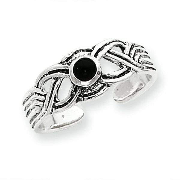 Sterling Silver Antiqued CZ Toe Ring