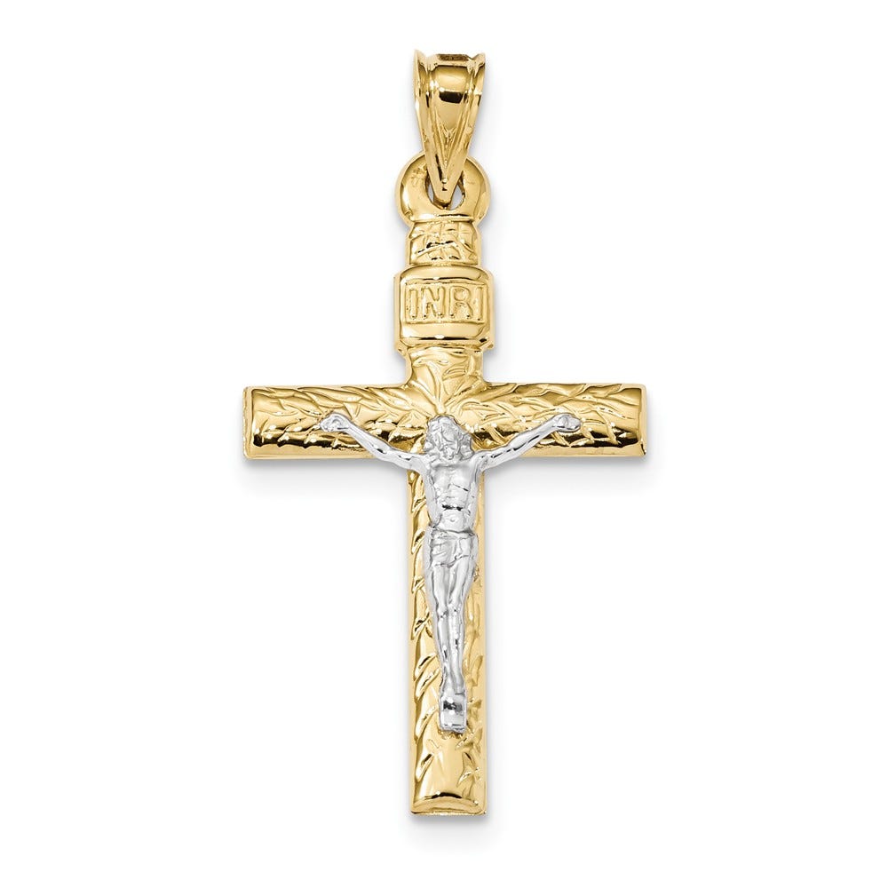 14k Two-Tone Crucifix Pendant