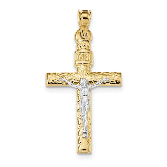 14k Two-Tone Crucifix Pendant