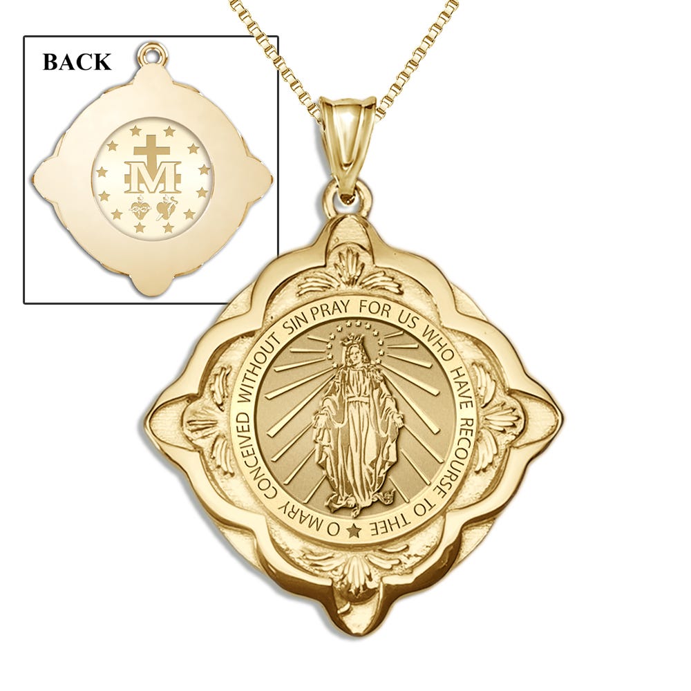 Miraculous Medal Blessed Virgin Mary Cathedral Round Religious Medal  "EXCLUSIVE"