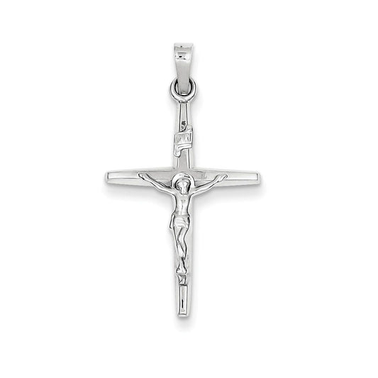 14k White Gold INRI Crucifix Charm