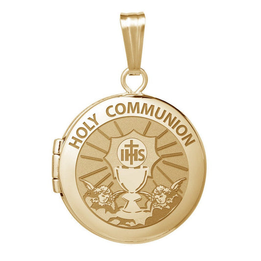 14k Yellow Gold Round "Holy Communion"  Locket