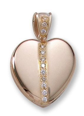 Solid 14k Yellow Gold Premium Weight Heart Photo Locket with Diamonds