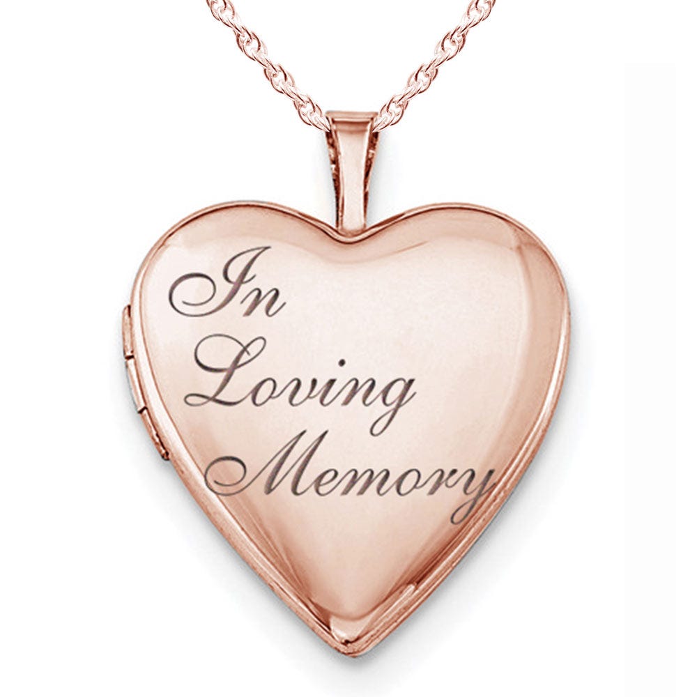 Rose Gold Plated "In Loving Memory" Heart Photo Locket