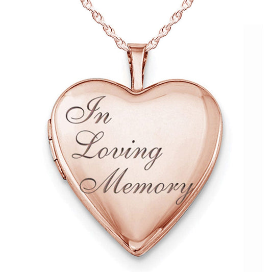 Rose Gold Plated "In Loving Memory" Heart Photo Locket