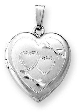 14k White Gold Small Heart Photo Locket