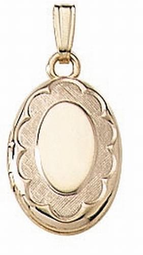 Solid 14K Yellow Gold Small Oval Photo Locket