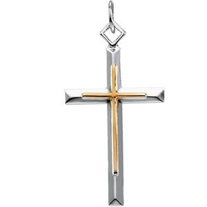Sterling Silver CROSS PENDANT w/ Gold Plating