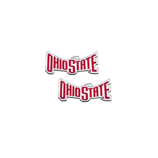 Pair Of Color Enamel Ohio State Banner Earrings
