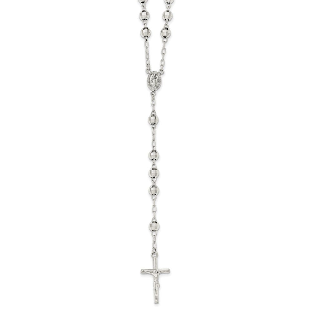 Sterling Silver Polished Rosary Necklace