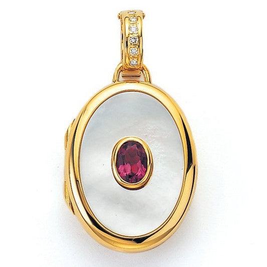 Victor Mayer 18K Gold Diamond Locket With Ruby - 18K Yellow Gold