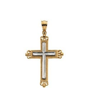 14K Two-Tone Gold CROSS PENDANT