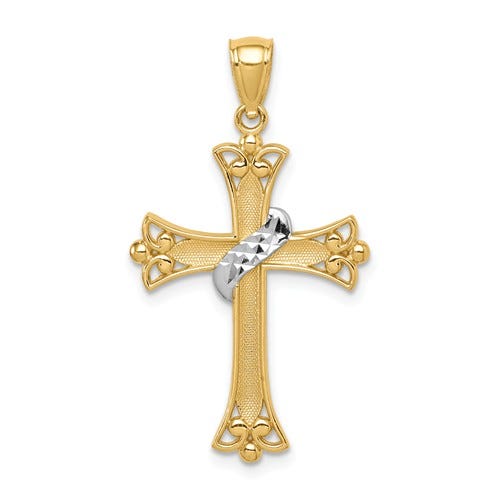 14k w/Rhodium Cross Pendant