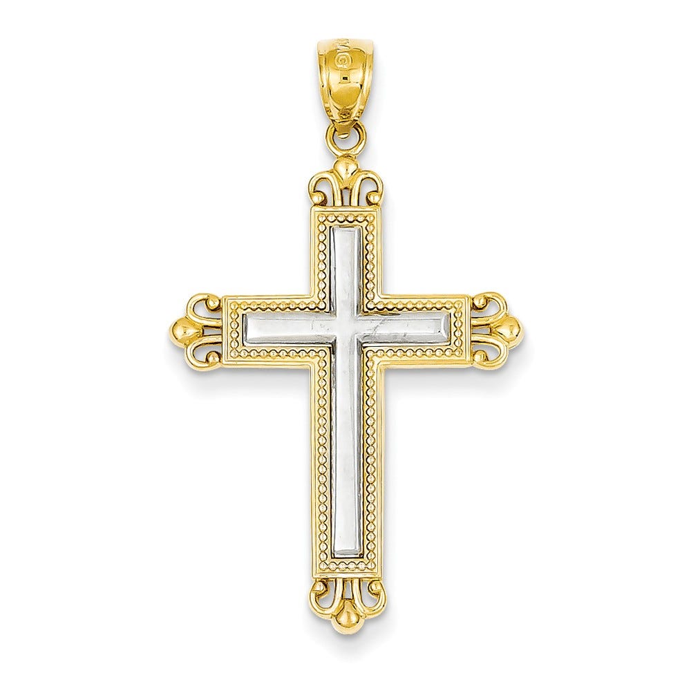14k Two-tone Cross Pendant