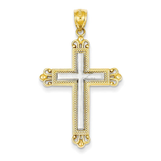 14k Two-tone Cross Pendant