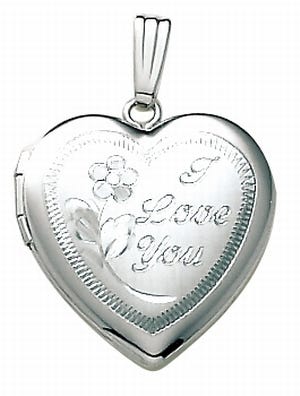 14k White Gold I Love You Heart Photo Locket