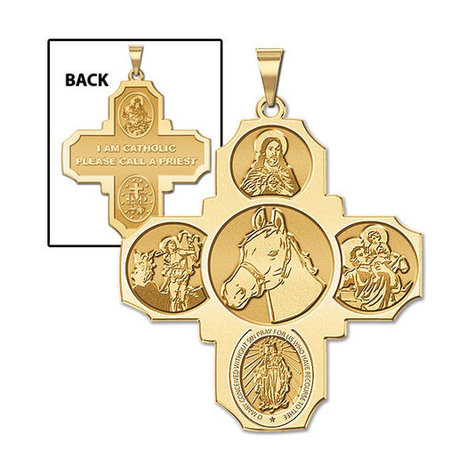 Four Way Cross - Equestrian Religious Medal  "EXCLUSIVE"
