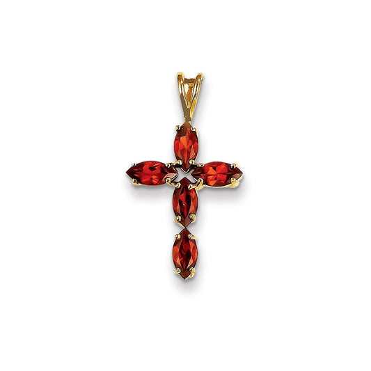14k Garnet Cross Pendant