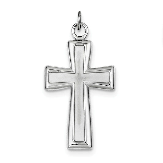 Sterling Silver Rhodium-plated Polished and Satin Cross Pendant
