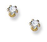 14K Yellow Gold Children's Stud Earrings with Cubic Zirconia