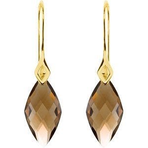Genuine Checkerboard Smoky Quartz Earrings