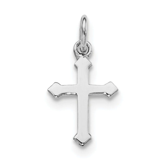 Sterling Silver RH Plated Child\'s Polished Cross Pendant