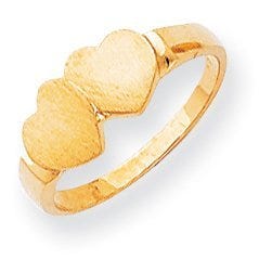 Solid Gold Double Heart Engravable Ring