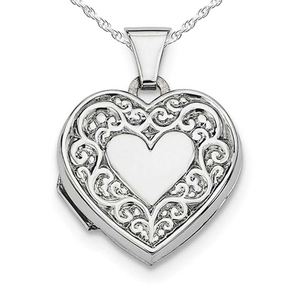 Sterling Silver Floral Heart Photo Locket