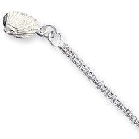 Sterling Silver Solid Polished 3-Dimensional Shell Anklet