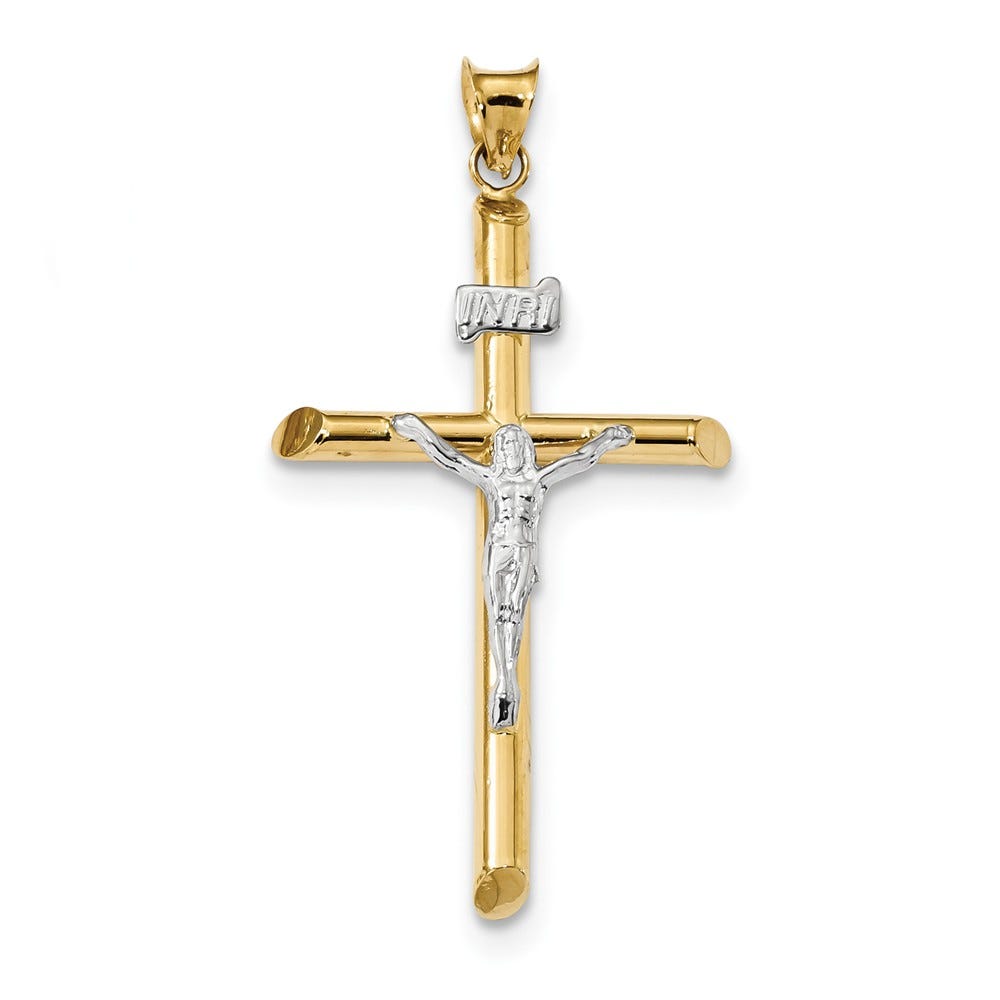 14k Two-Tone Polished Jesus Crucifix Pendant