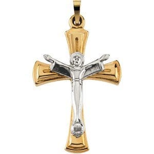 TWO TONE CHRIST IS RISEN CRUCIFIX PENDANT
