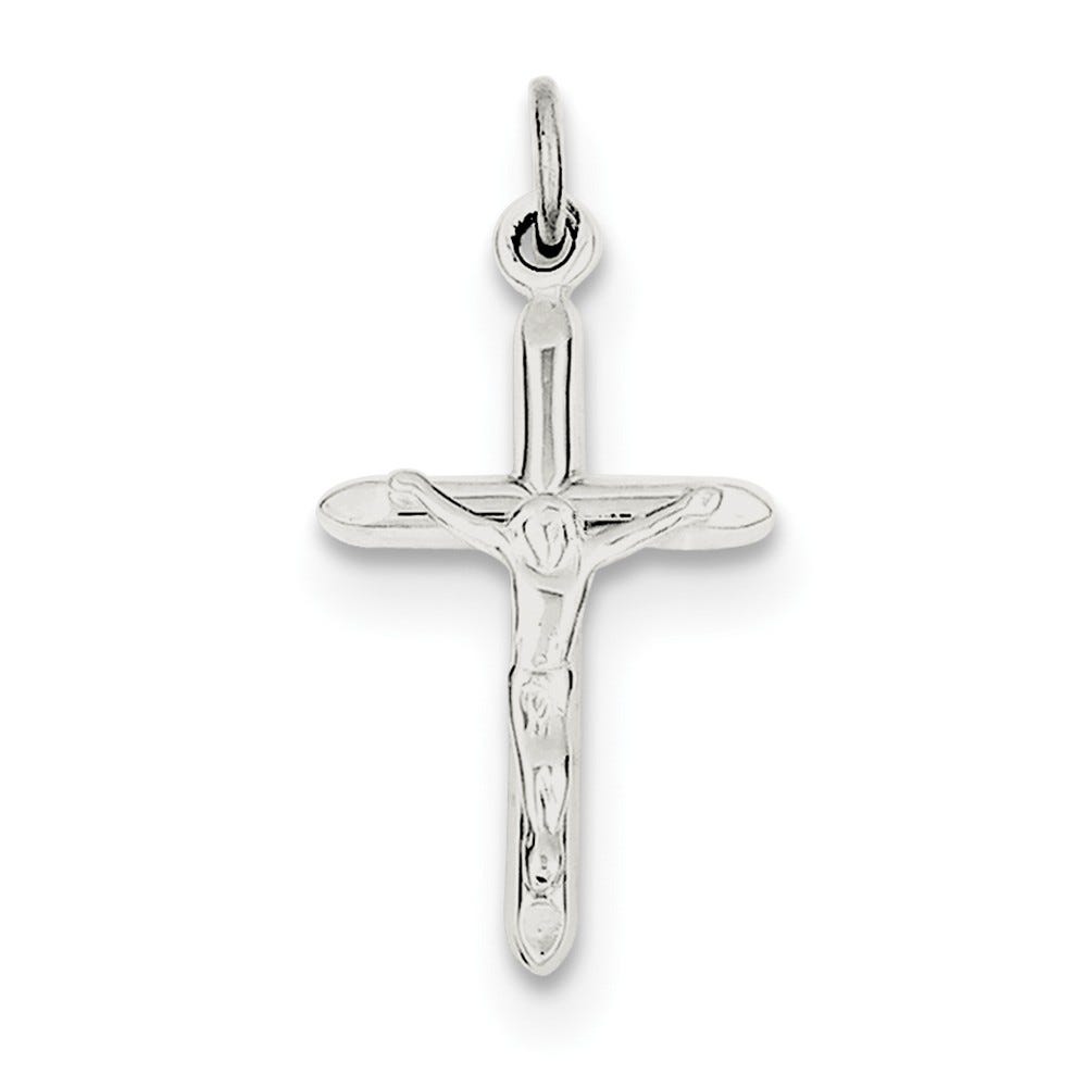 Sterling Silver Rhodium-plated Passion Crucifix Charm