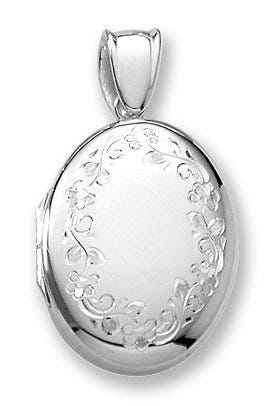 18k Premium Weight White Gold Oval Locket