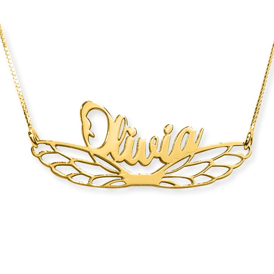 Personalized Fairy Wing Name Necklace w/ Chain