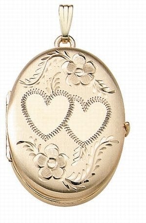 Solid 14K Yellow Gold Oval Four Photo Locket
