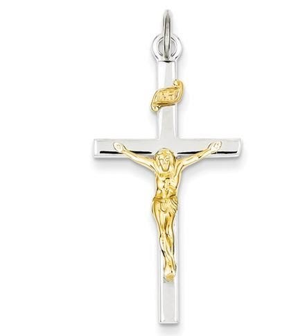 Sterling Silver & 18k Gold -plated Crucifix Pendant