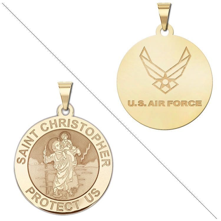 Saint Christopher Doubledside AIR FORCE Religious Medal "EXCLUSIVE"