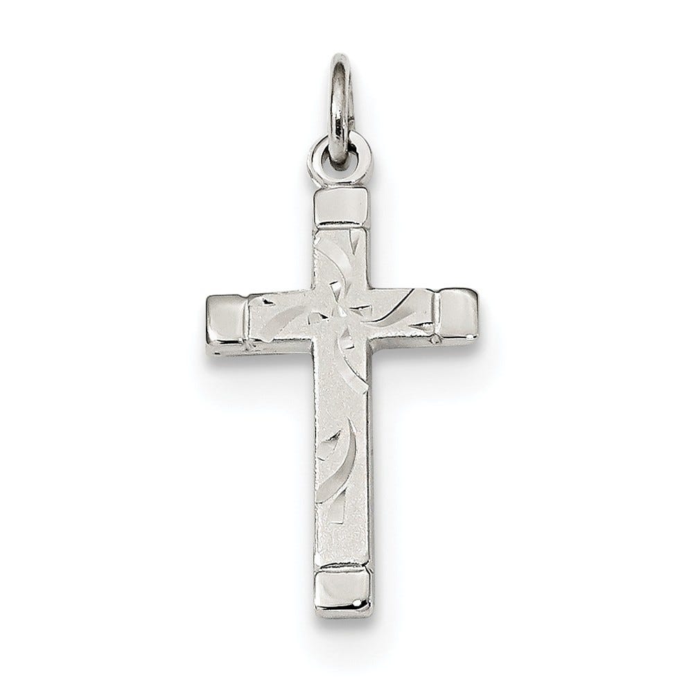 Sterling Silver Polished Satin 7 D/C Cross Pendant