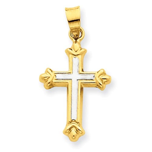 14k Yellow Gold Two Tone Children's Cross Pendant