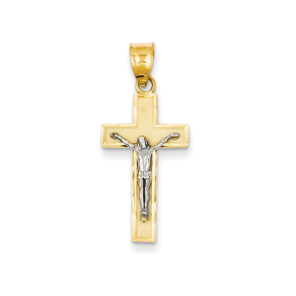 14K Two-tone Diamond-cut Crucifix Charm