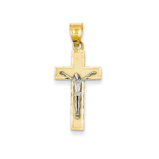 14K Two-tone Diamond-cut Crucifix Charm