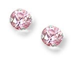 14K  White Gold Children's Pink Cubic Zirconia Stud Earrings